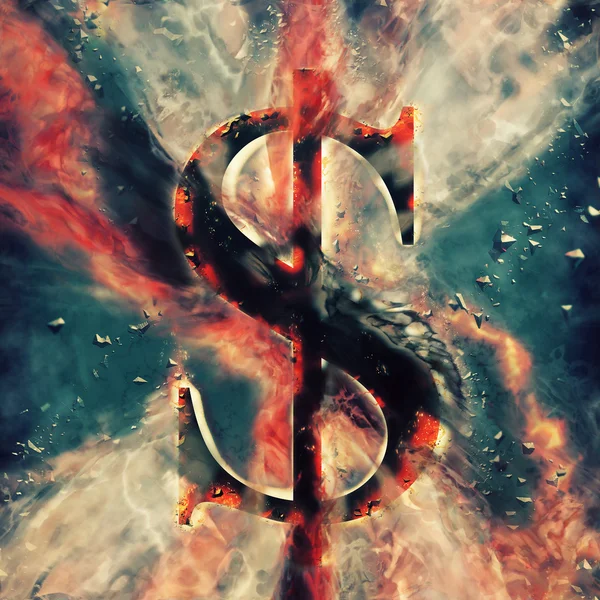 Exploding dollar sign — Stock Photo, Image