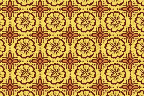 Traditional Encaustic Artisan Home Floral Wallpaper Background Bedsheet Design — Stock Vector