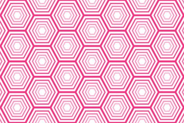 Pembe arkaplan geometrik tasarımı üzerinde beyaz altıgenler dizaynı, dikişsiz vektör deseni