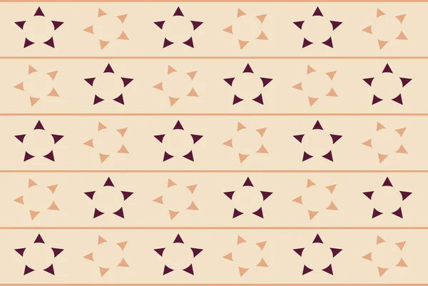 Cream Background Mustard Brown Triangles Geometrical Shape Stars Symmetric — Stock Vector