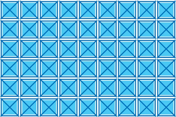 濃い青のクロス幾何学的なデザインのシームレスなベクトルグラフィックパターンと青の背景 — ストックベクタ