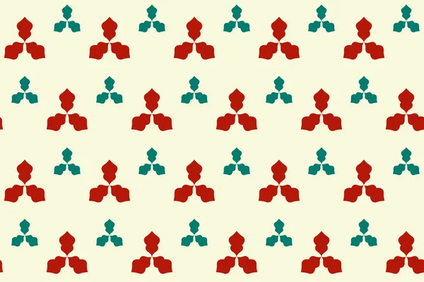 クリスマスの雰囲気デザイン上のベージュクリーミーな背景赤と緑の幾何学的なシームレスベクトルパターングラフィック — ストックベクタ