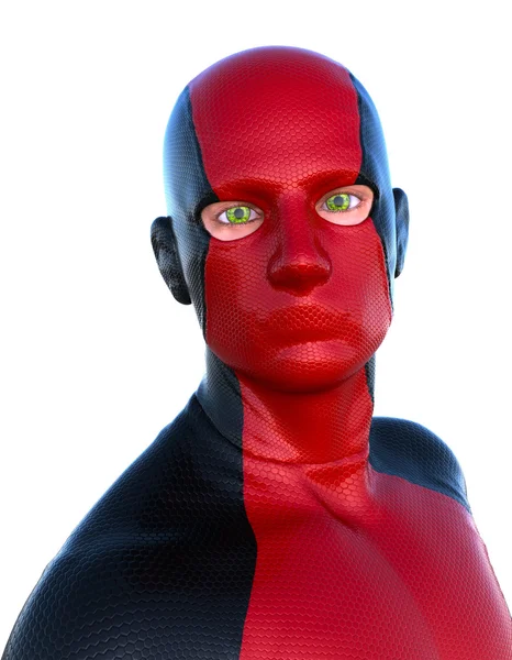 Superhéroe en un traje rojo y recortes para los ojos — Foto de Stock