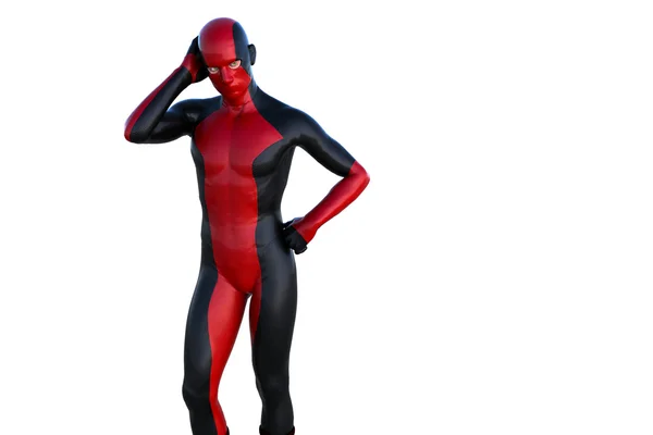 En man i superhjälte kostym från latex — Stockfoto
