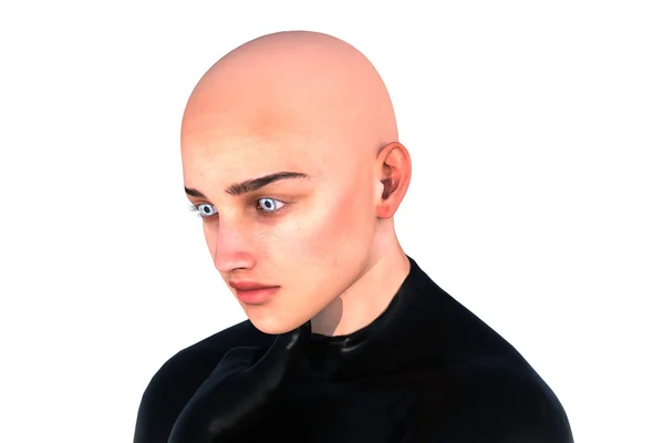 En skallig man poserar i latex kostym — Stockfoto