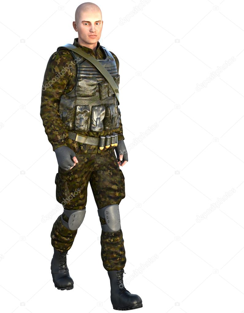 one man in military uniform walking