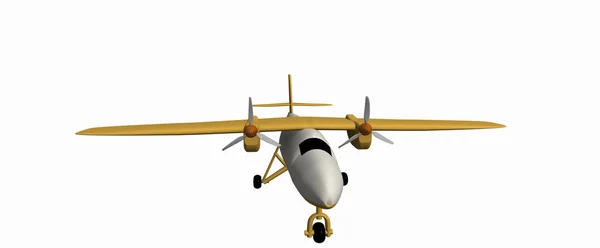 Um pequeno avião civil amarelo com dois motores — Fotografia de Stock