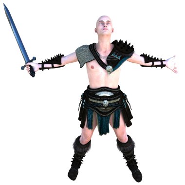 Roma döneminde bir genç kel savaşçı hafif zırh. Barbar