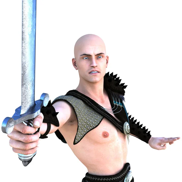 En ung skallig krigare i romerska ljus rustning. Barbariska — Stockfoto