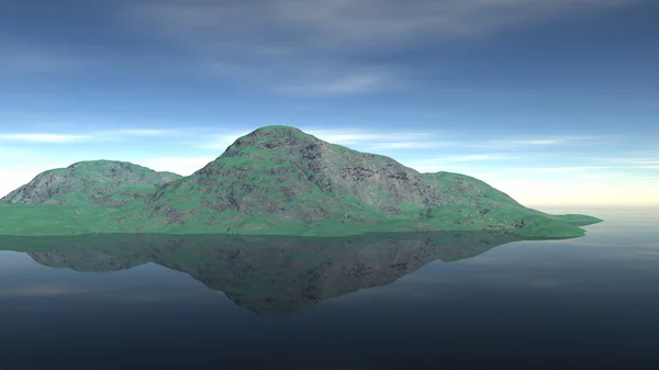 Um pequeno verde selvagem uma ilha no lago — Fotografia de Stock