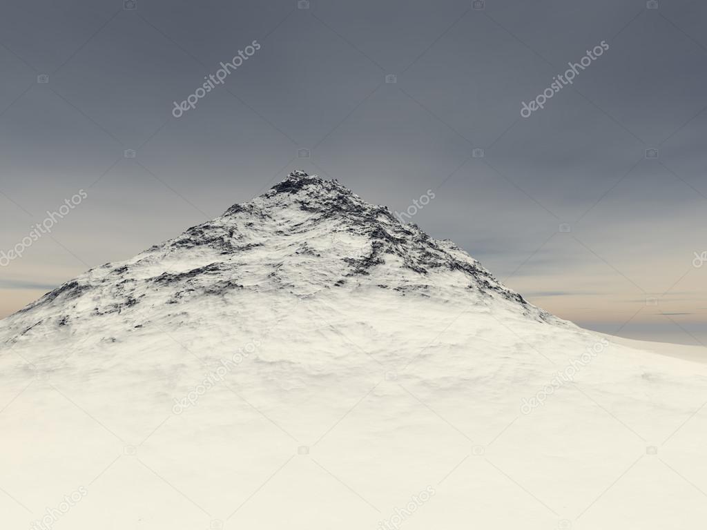 little snow-covered rock at the height of