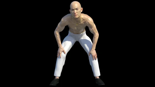 One muscular bald asian — Stock Photo, Image