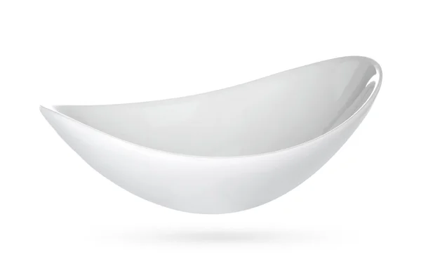 Tigela de cerâmica branca no fundo branco — Fotografia de Stock