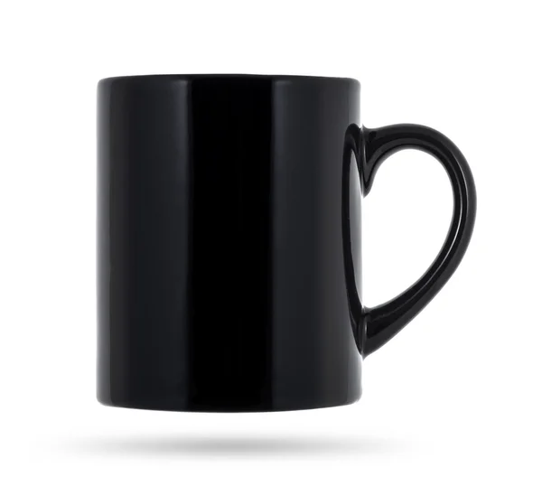 Caneca preta para café ou chá isolado no fundo branco — Fotografia de Stock