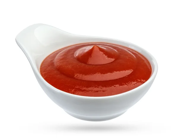 Ketchup isolado em fundo branco. Porção de molho de tomate . — Fotografia de Stock