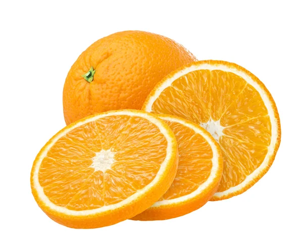 Slise of orange fruit isolated on white background with clipping path. — Stock Photo, Image