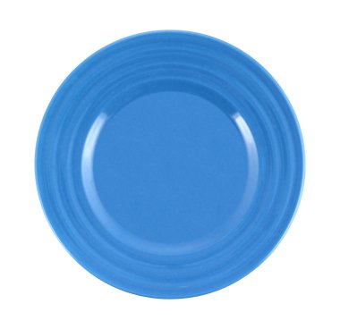 Mavi plaka üstten görünüm izole,