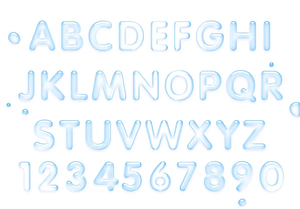 Water font. Latin alphabet made of water. — Stock Photo, Image