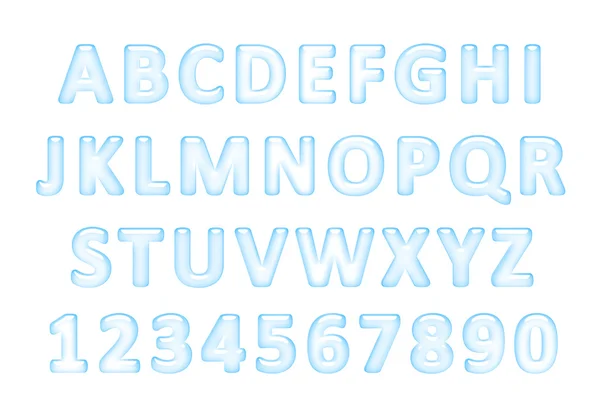 Water lettertype. Latijnse alfabet gemaakt van water. — Stockfoto