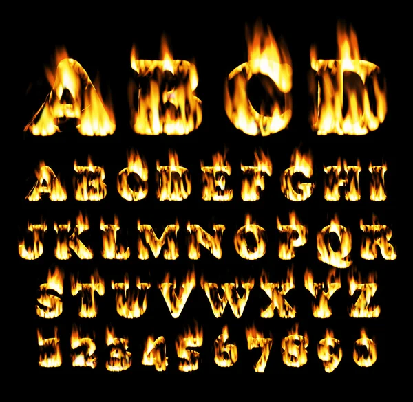 Fire font, alphabet of flame. — Stock Photo, Image