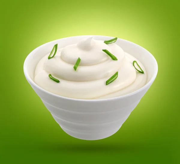 Sour cream and onion isolated with clipping path — Stock Photo, Image