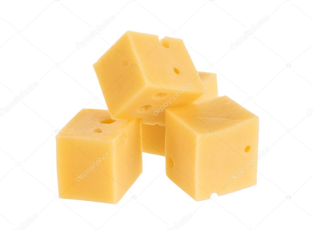 Cubes of cheese isolated on white Stock Photo by ©xamtiw 116912110