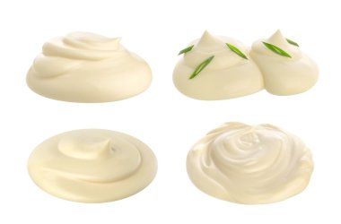 Handful of mayonnaise isolated on white clipart