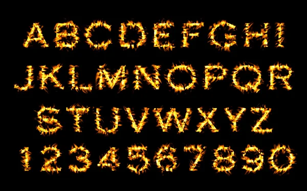 Fire font, alphabet of flame. — Stock Photo, Image