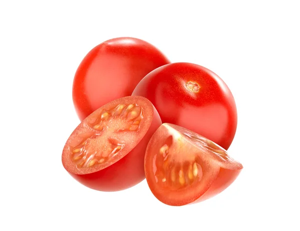 Tomates cereza aislados sobre fondo blanco recorte — Foto de Stock