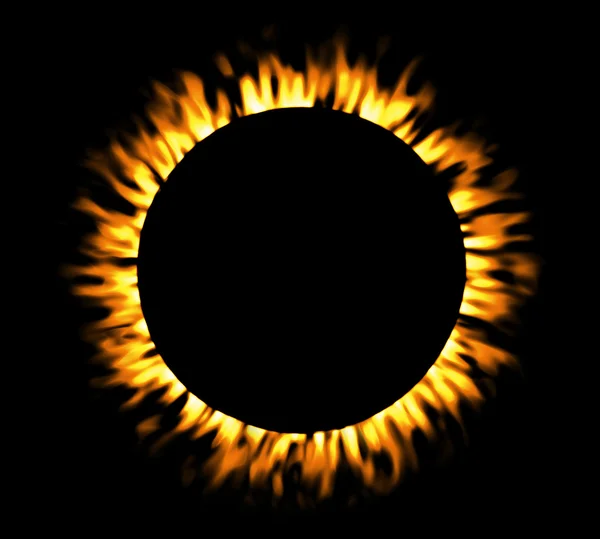 Solar eclipse, round fire frame. — Stock Photo, Image