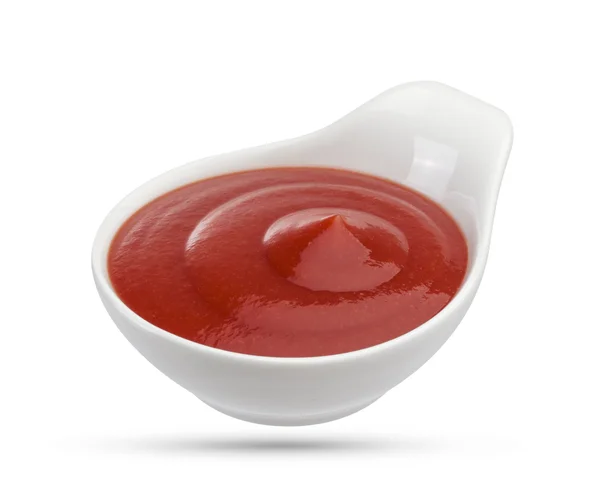 Salsa de tomate en tazón blanco — Foto de Stock