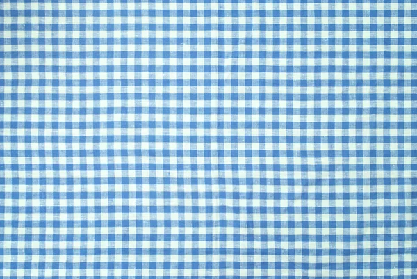 Blue checkered tablecloth background — Stock Photo, Image