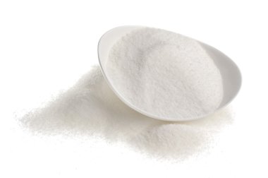 şeker beyaz arka plan üzerinde izole kase
