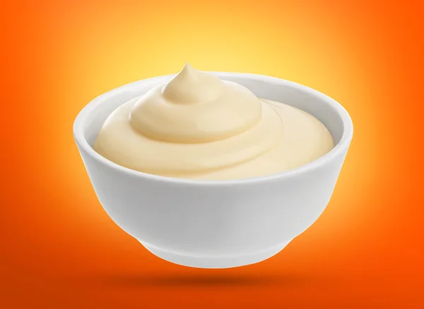 Mayonnaise in bowl isolated — Stock Photo, Image