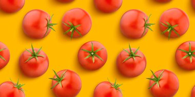 Beyaz arkaplanda izole domates, düz yatay, üst görünüm