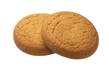 Beyaz arka planda iki yulaflı kurabiye.