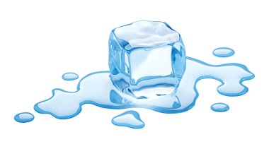 Eriyen buz küpü beyaz arkaplanda izole edildi