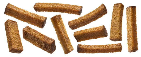 Rye bread croutons, salted crispy bread sticks — Stock Photo, Image