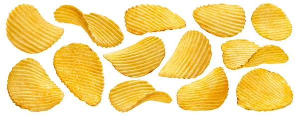 Ridged potatischips isolerad på vit bakgrund — Stockfoto