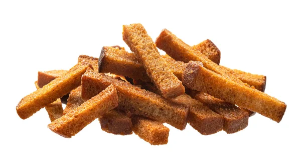 Pile of rye croutons isolated on white background — Stock Photo, Image