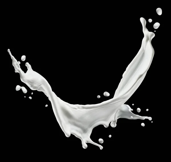 Salpicadura de leche aislada sobre fondo negro — Foto de Stock