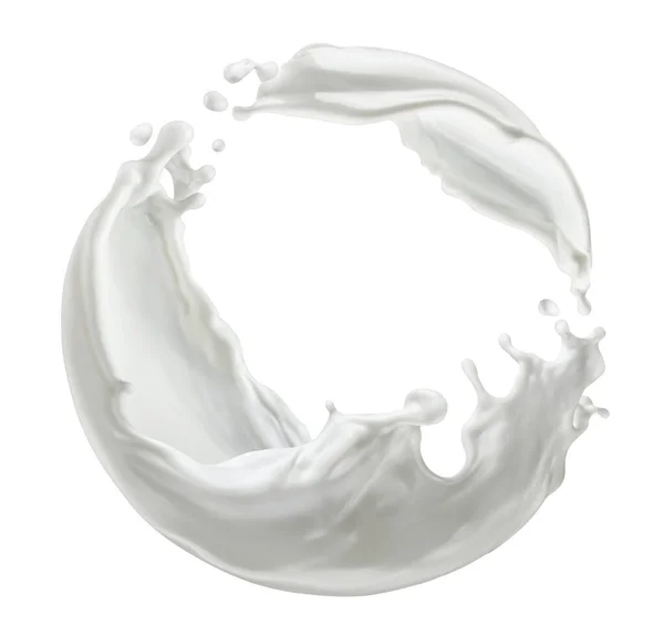 Salpicadura de leche circular aislada sobre fondo blanco —  Fotos de Stock