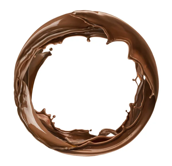 Circle chocolate respingo isolado no fundo branco — Fotografia de Stock