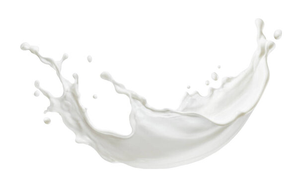 Молоко всплеск изолирован на белом фоне с клипсом путь