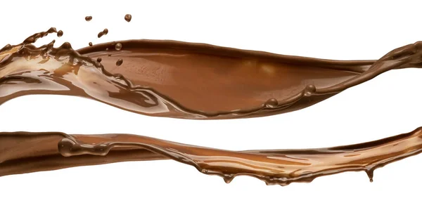 Onda Chocolate Isolada Fundo Branco Com Caminho Recorte — Fotografia de Stock