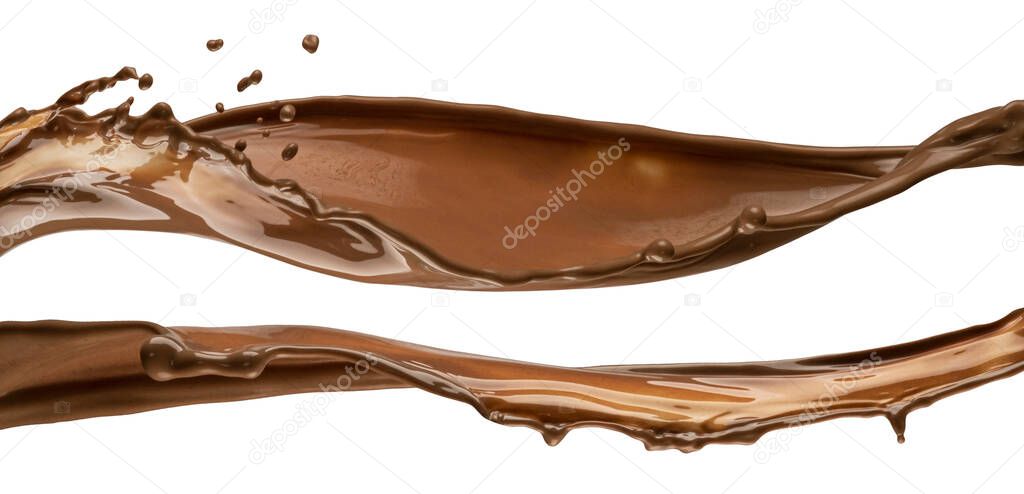 Chocolate wave isolated on white background with clipping path