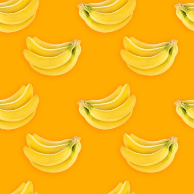 Beyaz arkaplanda izole edilmiş muzlarla pürüzsüz desen, kırpma yolu ile
