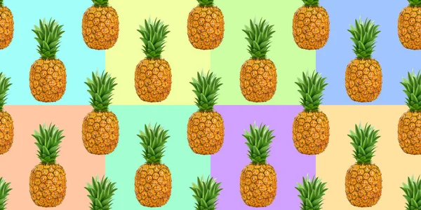 Abacaxi Ananas Sem Costura Padrão Frutas Tropicais Fundo Cor Ananases — Fotografia de Stock