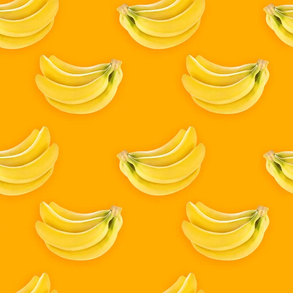 Padrão Sem Costura Com Bananas Isoladas Fundo Branco Com Caminho — Fotografia de Stock