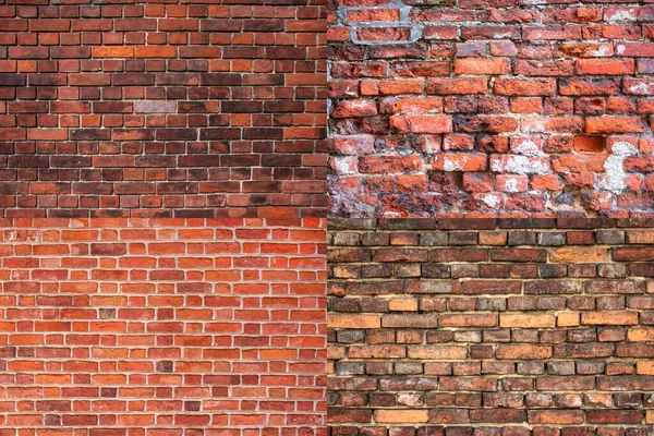 Eski çatlak tuğla duvar dokusu koleksiyonu — Stok fotoğraf